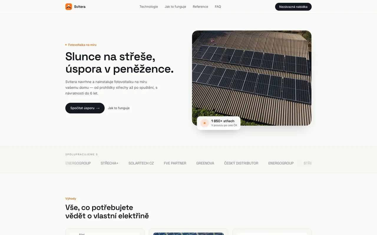Svitera — náhled webu